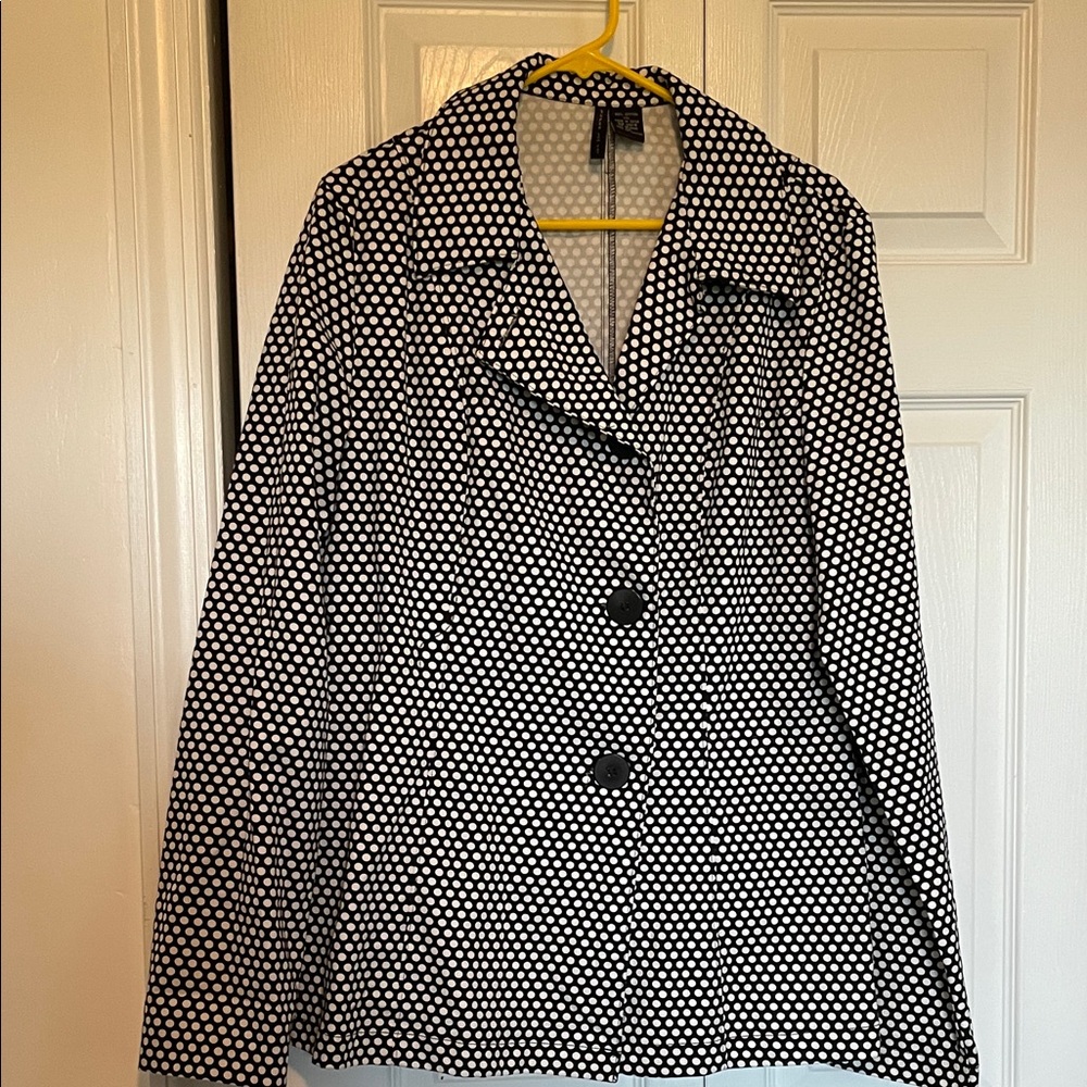 Women’s XXL Super Low Fat black white polka dot blazer 3 big button asymmetrical - Picture 9 of 13
